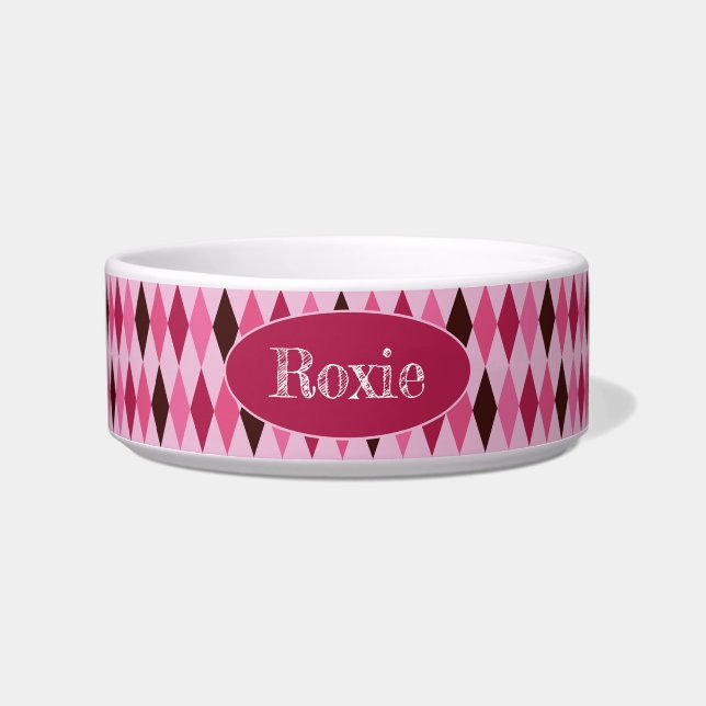Écuelle Jacquard rose Valentine's Day Céramique Pet Bowl (Devant)