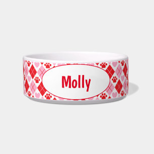 Écuelle Jacquard rouge et rose et Empreinte de patte de co