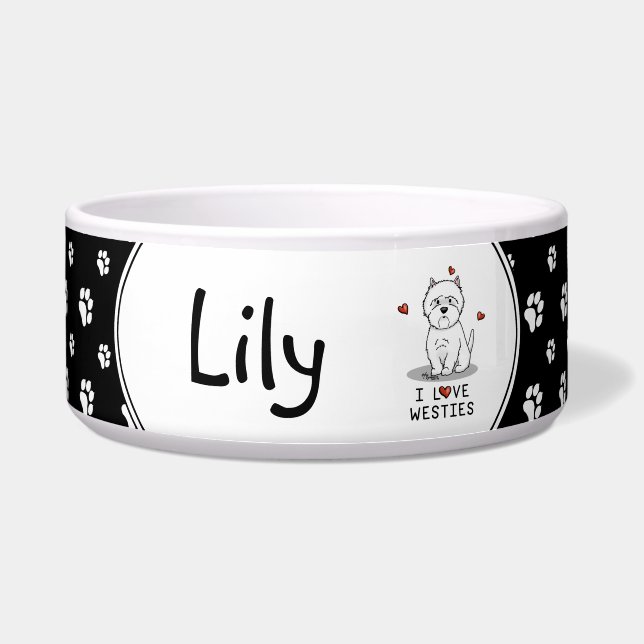 Écuelle J'adore les Westies - Terriers blancs de West High (Devant)