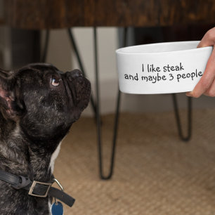 Écuelle J'aime Steak Funny Humor Animal de compagnie