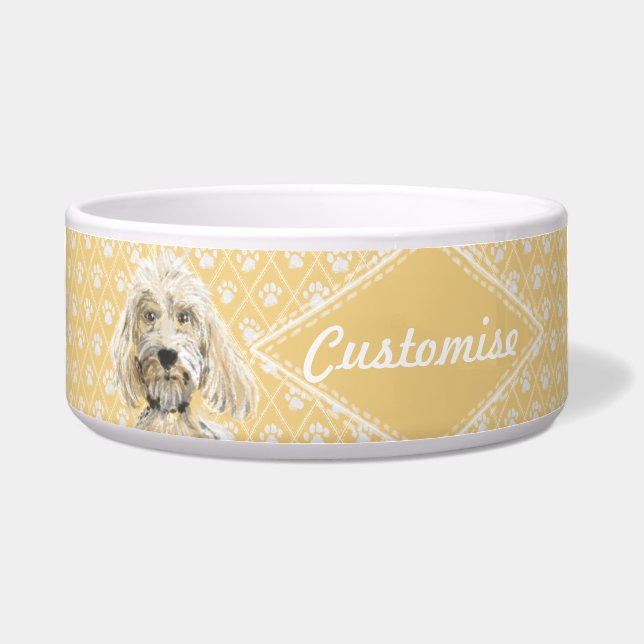 Écuelle jaune de cuvette de Labradoodle de chien de (Devant)