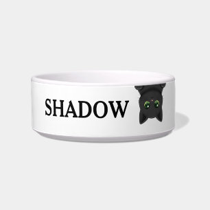 Écuelle Joli chat noir qui regarde à l'envers avec un nom