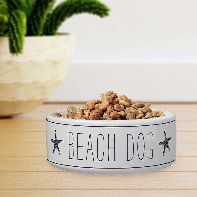 Écuelle Joli chien de plage bleu marine et blanc (Créateur téléchargé)