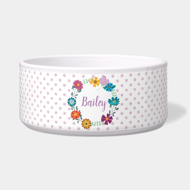 Écuelle Jolie couronne de fleurs colorées Personnalisé Dot (Devant)