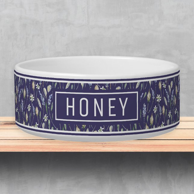 Écuelle Lavande Floral Nom Modèle Pet Bowl (Créateur téléchargé)