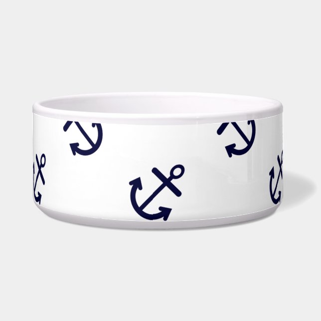 Écuelle Le bleu marine ancre le motif blanc d'arrière - (Devant)