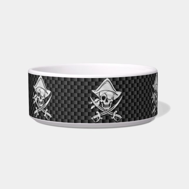 Écuelle Le chrome aiment le pirate sur la fibre noire de (Gauche)
