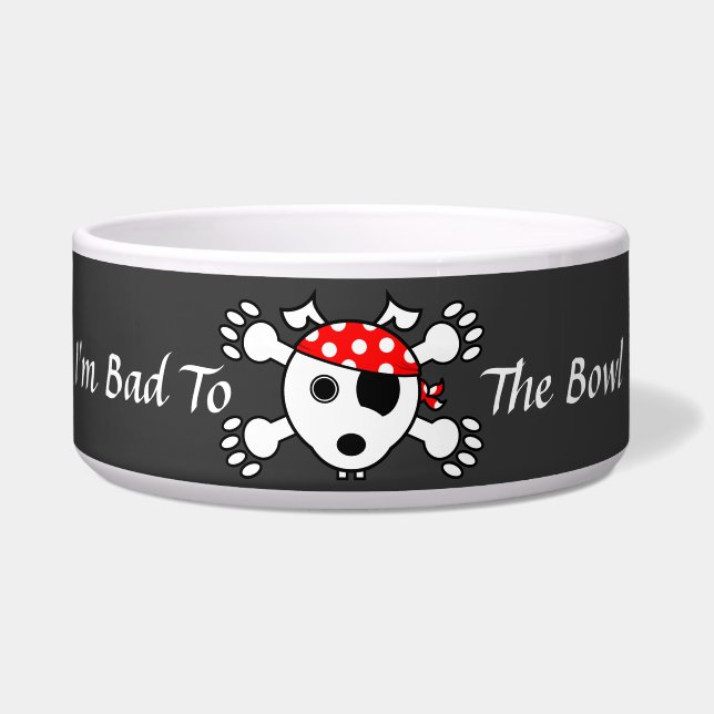 Écuelle Le mauvais de chien de pirate dans la cuvette (Devant)