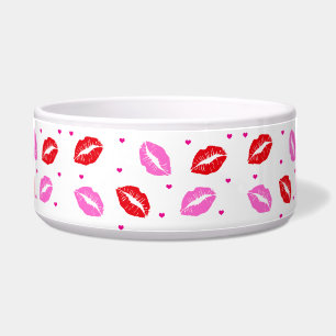 Écuelle Lèvres et coeurs roses et rouges Pet Bowl SM / LG