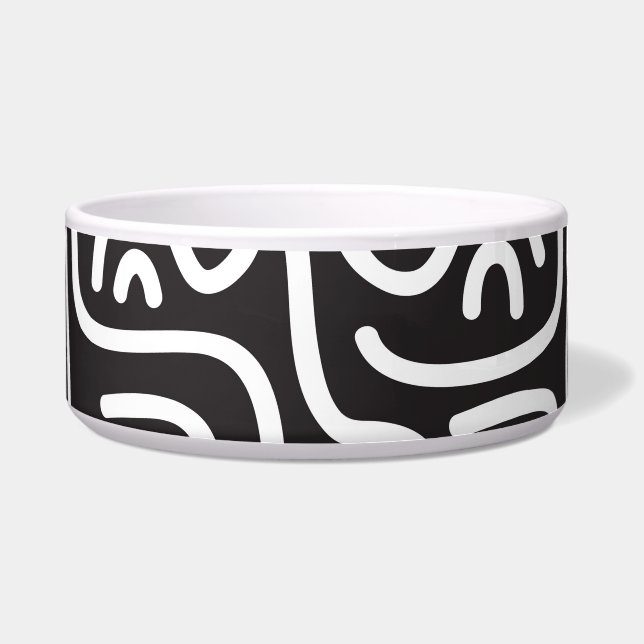 Écuelle Lignes ondulées de doodle rétro : Monochrome (Devant)