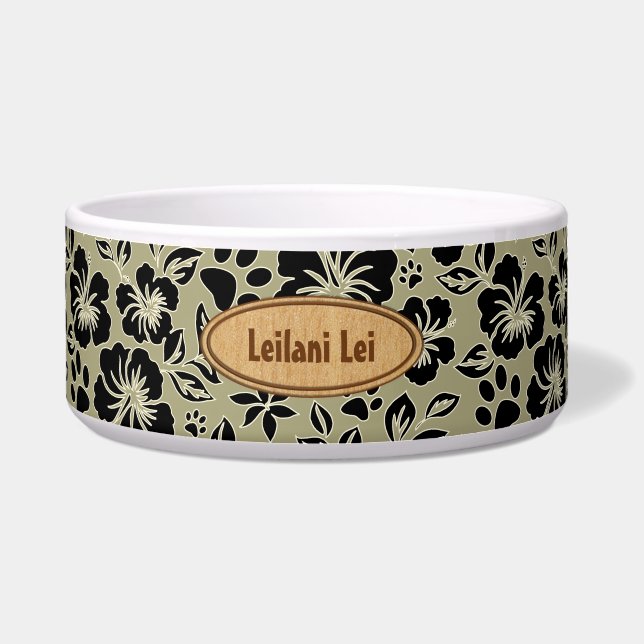 Écuelle Lilikoi Paw Hibiscus hawaïen Monogramme Khaki (Devant)