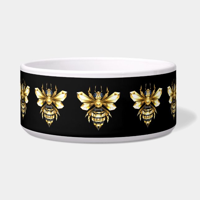 Écuelle Logo Faux Gold Foil Bee Polygonal sur Noir (Devant)