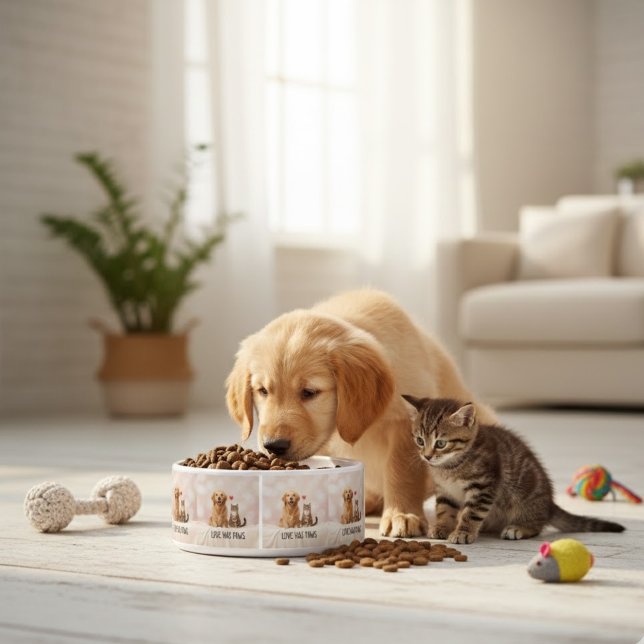 Écuelle Love Has Paws | Custom Ceramic Pet Bowl with Dog a (Créateur téléchargé)