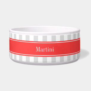Écuelle Lt Gris Blanc Gris Gris Corail Rouge Nom Monogramm