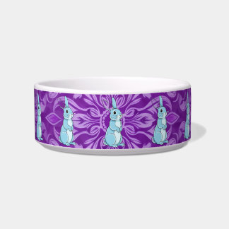 Écuelle Majestic Blue Rabbit Mandala Purple Pet Bowl