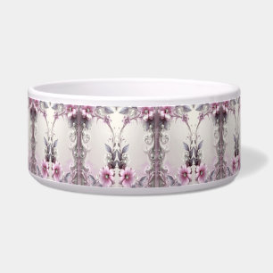 Écuelle Mangeoire pour animaux à cadre floral rose