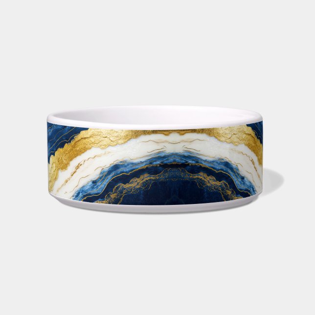 Écuelle Marbre bleu marine de luxe et feuille d'or (Devant)