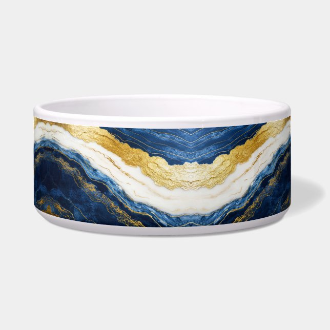 Écuelle Marbre bleu marine de luxe et feuille d'or (Devant)