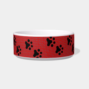 Écuelle Meow de pattes de Polkadot