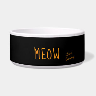 Écuelle Meow mignon texte noir et jaune Personnalisé anima