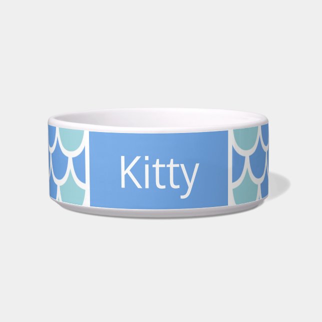 Écuelle Mermaid Scales Kitty Nom du chat Bowl (Devant)