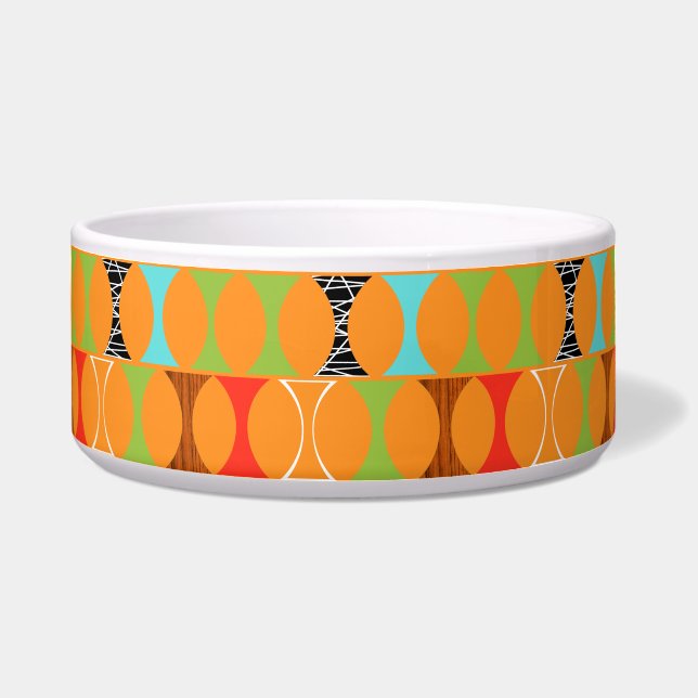 Écuelle Mi-siècle Moderne Orange Motif Pet Bowl (Devant)