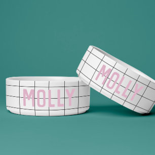 Écuelle Moderne Géométrique Rose et Blanc Grille Féminin M