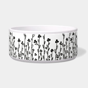 Écuelle Moderne minimaliste noir blanc doodé floral