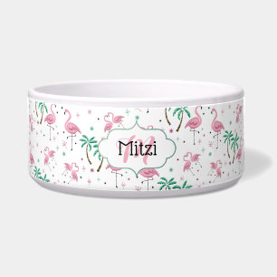 Écuelle Monogramme atomique de style de Flamants roses et