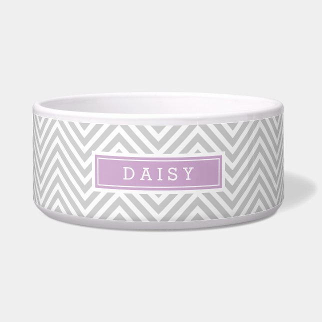 Écuelle Monogramme de Chevron gris et violet (Devant)