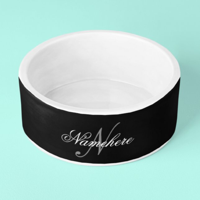 Écuelle Monogramme de nom noir et blanc personnalisé uniqu (Créateur téléchargé)