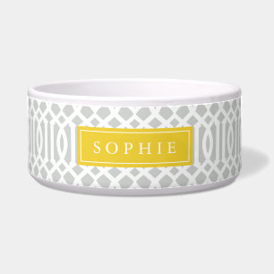 Écuelle Monogramme de Trellis gris et jaune
