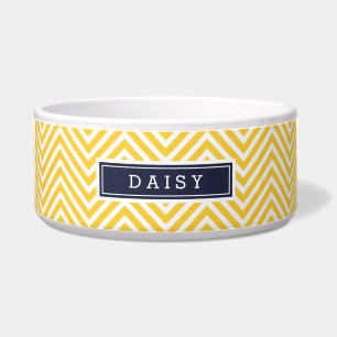 Écuelle Monogramme jaune et bleu marine Chevron
