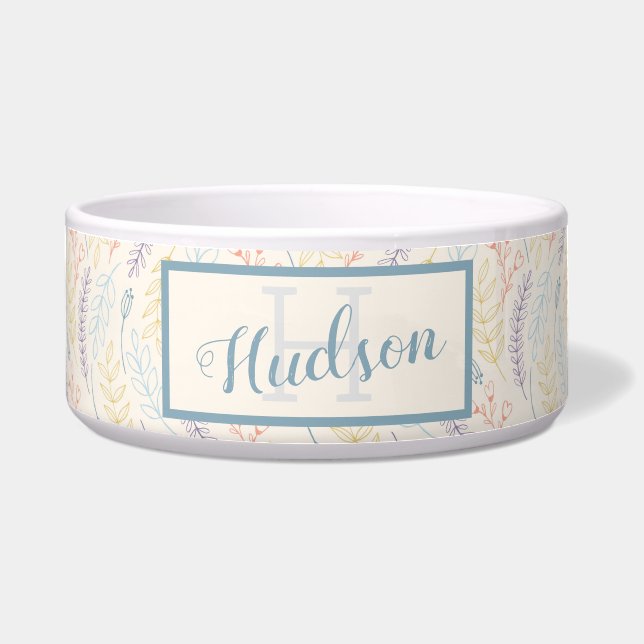 Écuelle Monogramme Nom de famille Monogram Pastel Chien Mo (Devant)