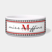 Monogramme Ombre + Houndstooth Rouge Noir & Blanc
