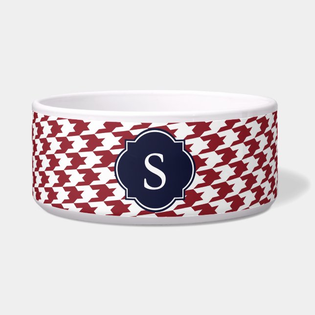 Écuelle Monogramme rouge et blanc Houndstooth Gros bol de  (Devant)