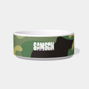 Écuelle Motif de Camo Vert moderne avec Chien de Nom