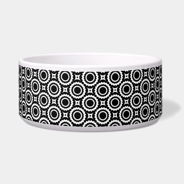 Écuelle Motif de cercles en zigzag noir et blanc mignon (Devant)