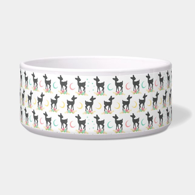 Écuelle Motif de cerfs, Cerf de bébé, Boho, Fleurs, Lune (Devant)