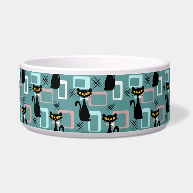 Écuelle Motif de chat noir du milieu du siècle (Devant)