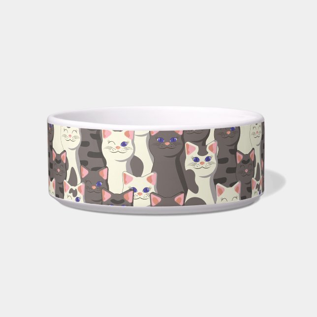 Écuelle Motif de chats blancs et gris (Devant)