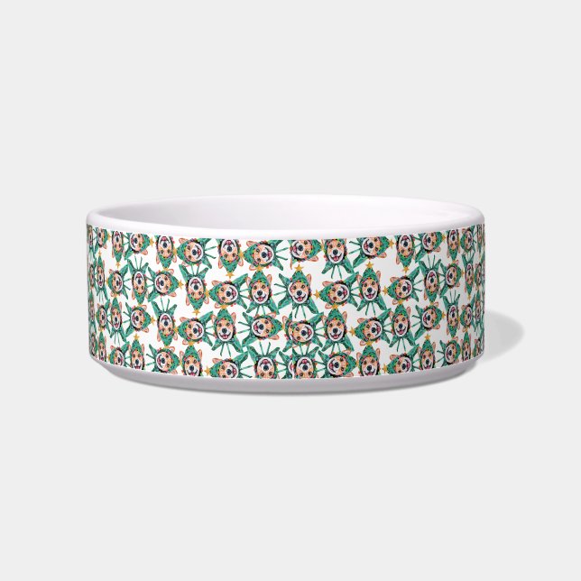 Écuelle Motif de nom de Noël drôle de Corgi (Gauche)