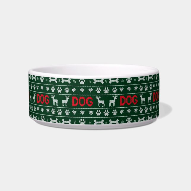 Écuelle Motif de tricot de pull de Noël — Chien (Devant)