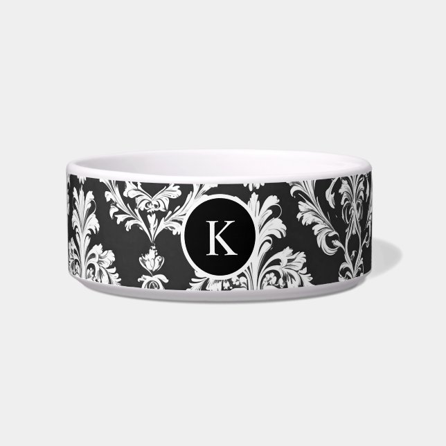 Écuelle Motif décoratif noir et blanc Damas (Devant)