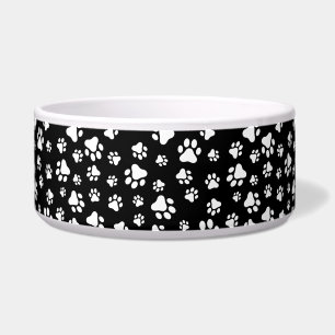 Écuelle Motif des pattes, Empreintes de pattes, noir et bl