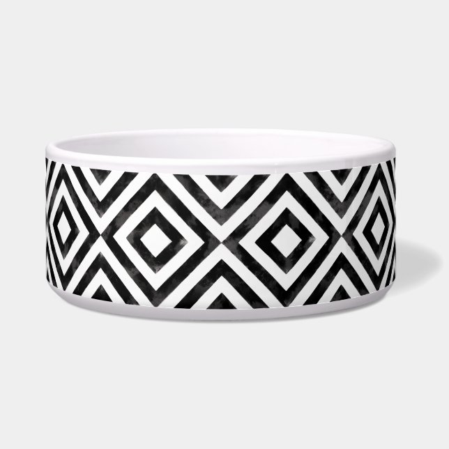Écuelle Motif Diamants d'aquarelle noir et blanc (Devant)