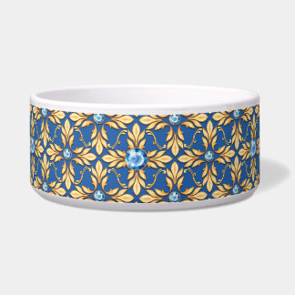 Écuelle Motif doré sans couture avec pierres bleues 1