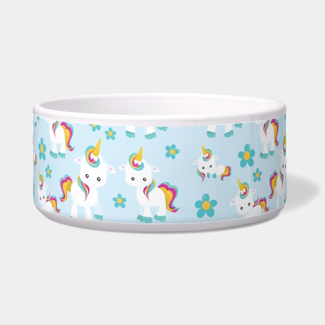 Écuelle Motif D'Unicornes, De Mignons Unicornes, Fleurs (Devant)