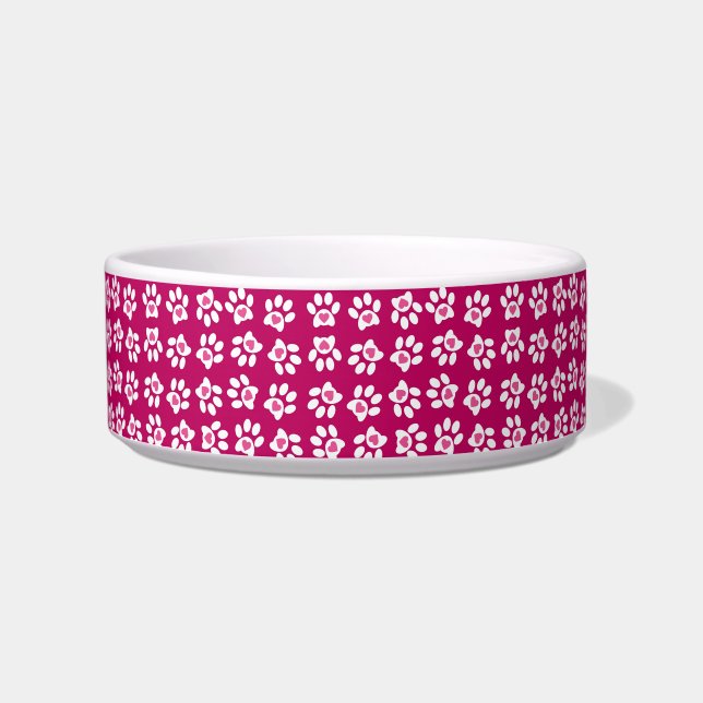Écuelle Motif Empreinte de patte de coeur rose Valentine (Devant)