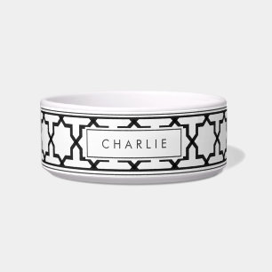 Écuelle Motif étoilé noir et blanc personnalisé et inquiét